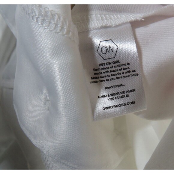 OW Intimates Revolve White Satin Ostrich Feather Trimmed Pajama Top Size 4-XS - Picture 3 of 14